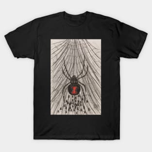 Black widow spider with baby spiders T-Shirt